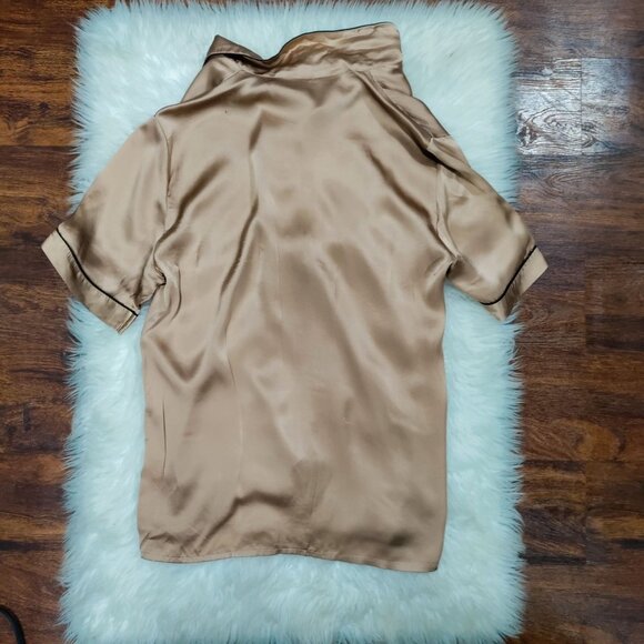 Intimissimi Soft Satin Piping Trim Short Sleeve Shirt & Shorts Pajama Set Size L - Picture 4 of 16